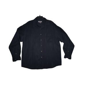 Tommy Bahama Men’s 100% Silk Long Sleeve Shirt – Dark Navy Herringbone – Size XL